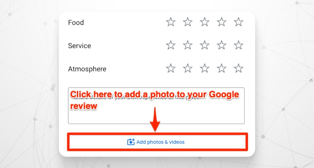 Adding photos when writing a new Google Review