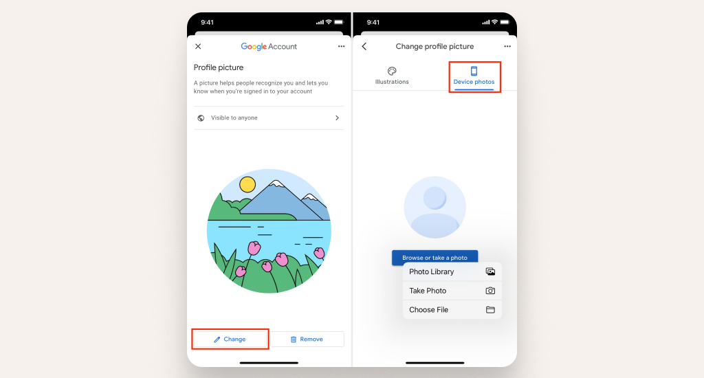 Steps to change a profile picture on mobile using the Google Maps app.